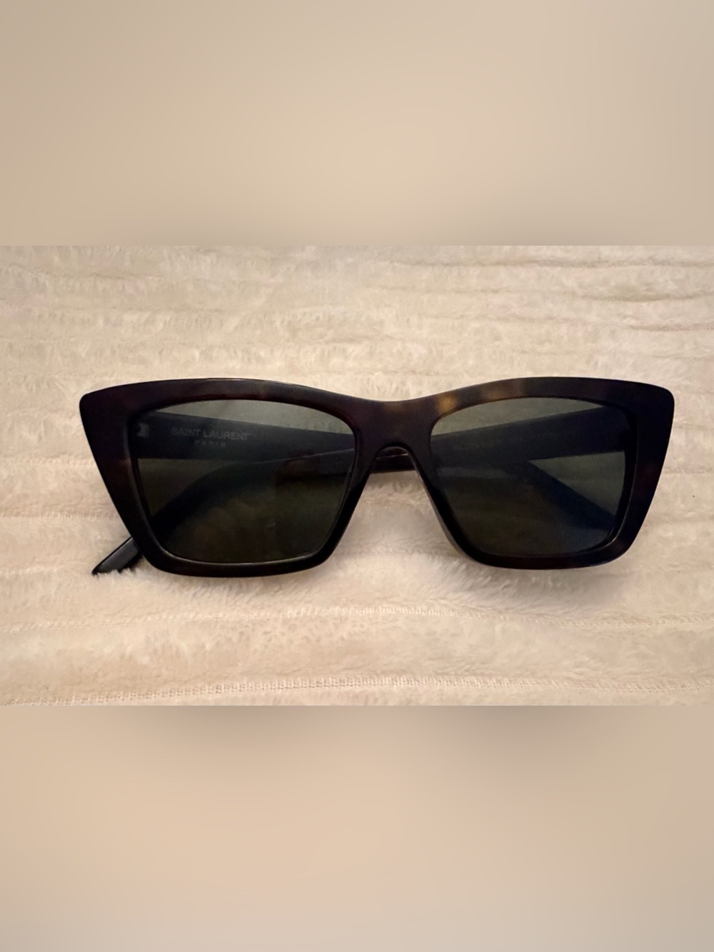 Brand New Saint Laurent Tortoiseshell Square Sunglasses with Dark Lenses